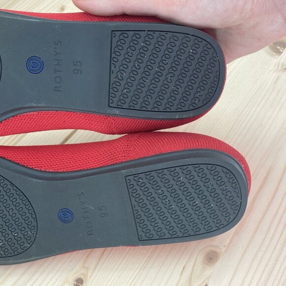 Rothy's Chili Red The Flat Womens Size 9.5 Cap Toe Ballerina Slip On Shoes - Picture 10 of 11